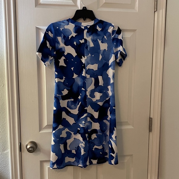 Blue Patterned Mini Dress - Picture 2 of 4